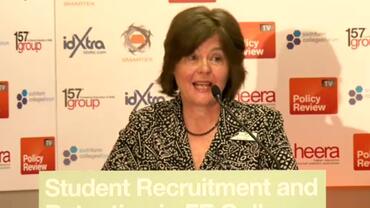 Briony Webb addresses delegates at Student Recruitment and Retention in FE Colleges